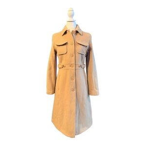 Kenneth Cole Reaction Vintage Y2K Wool Camel Trench Coat